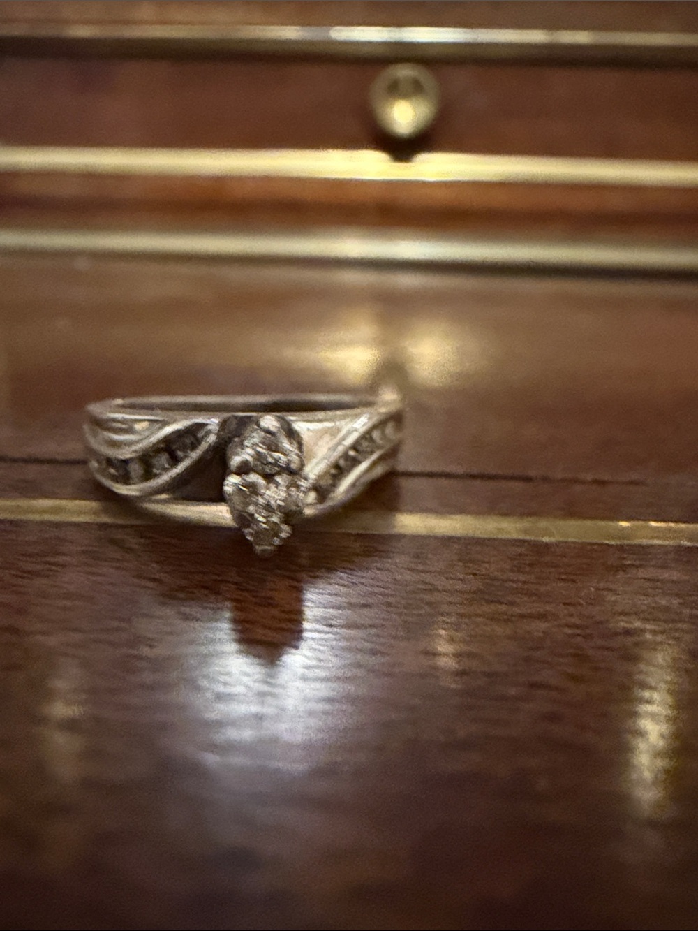 Sterling Silver White Diamond Accent Flower Ring - White